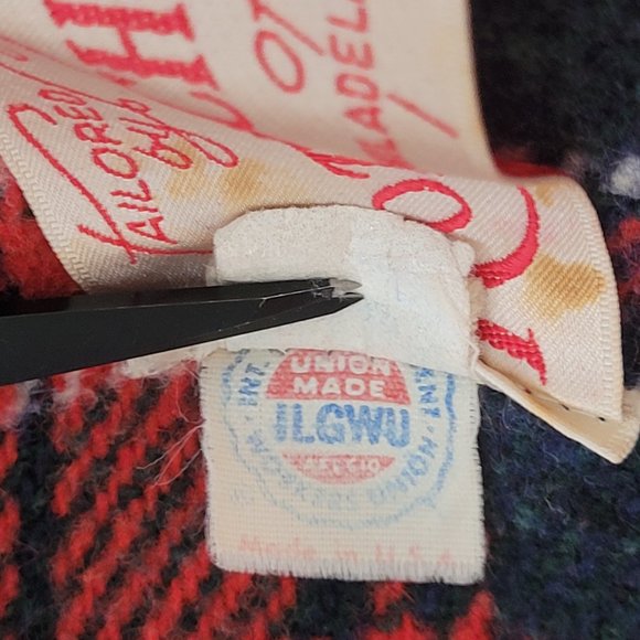 1980s Rothschild Girls Red Hooded Button Pea Coat Plaid Detail w/ Scarf size 6X - Picture 4 of 15